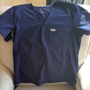 Navy Blue Figs Scrub Top
